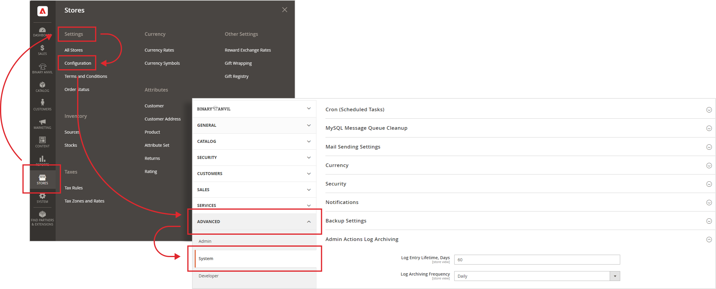 configuring action log step 2